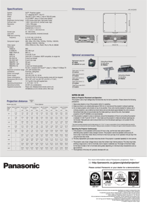 Page 4NOTES ON USENotes on Projector Placement and Operation:
The projector uses a high-wattage lamp that becomes very hot during operation. Please observe the following 
precautions.
1. Never place objects on top of the projector while it is operating.
2. Make sure there is an unobstructed space of 500 mm or more around the projectors exhaust openings.
3. Do not stack projector units directly on top of one another. If two units must be stacked for backup use in 
ordinary projection, use a method as shown...