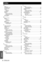 Page 5656 - ENGLISH
Appendix
Index
A
AC IN ......................................................................13
Accessories ..............................................................10
ADVANCED MENU ...................................................33
Air exhaust port ........................................................12
Air filter ....................................................................12
Replacing ...........................................................43
Air intake port...