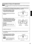 Page 9999
ENGLISH
• After 1 500 hours (4 000 hours when Long Life Lamp Units are used) of operating the same lamp, it is
only possible to operate the unit for approximately 10 minutes. Steps 9 to 15 must be completed within
ten minutes.
1. Turn the power off by following the steps on pages 33 - 34, remove the power plug
and confirm that the surroundings of the lamp unit have cooled off.
2. Using a Philips screwdriver, remove
the 7 screws on the lamp unit cover
located on the rear of the projector.
3. Remove the...