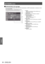 Page 84[NETWORK] menu 
84 - ENGLISH
Settings
 
■ [Authentication set up] page
You can set the authentication items when POP authentication or SMTP authentication is necessary to send 
an E-mail message. 
Click [Detailed set up] 
  [Authentication set up]. 
(1)
(2)
(3)
(4)
(5)
(6)
(7)
(8)(1) [Auth]
Select the authentication method specified by your 
Internet service provider. 
(2) [SMTP Auth] Set when the SMTP authentication is selected. 
(3) [Pop Server name] Enter the POP server name. 
Allowed characters:...