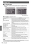 Page 100NETWORK menu
100 - ENGLISH
Settings
Error information page 
J
When “Error (Detail)” is displayed on the status information scr\
een, click it to display the error details.
Depending on the nature of the error, the projector may be placed in the standby mode for its own 
 
z
protection.
When [FAILED] has appeared for an item 
Q
Parameter
Description
MAIN CPU BUSTrouble has occurred in the microcomputer circuitry. Consult your dealer.
FAN Trouble has occurred in the fan or its drive circuit. Consult your...