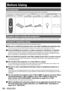 Page 1010 – ENGLISH
 
Accessories
Check that all of the accessories shown below have been included with your projector.
Remote Control
[N2QAYB000076 × 1]Batteries for Remote 
Control (AA)Power cord Drop-prevention bracket
For 240 V
[K2CG3YY00035 × 1]For 120 V
[K2CH3YY00001 × 1]Eye bolt
[TPAHE86 × 4]Wire
[TTRA0143 × 4]
Caution when moving the projector
The projection lens is susceptible to vibrations and impacts. Be sure to always remove the lens during transport.
Cautions regarding setup
Be sure to observe the...