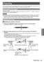 Page 45Projecting
ENGLISH - 45
Basic Operation
Projecting
Check the external device connections ( page  36) and power cord connections ( page  41) and then turn on the 
power (
 page 43) to start projection. Select the input signal and adjust the image.
Selecting the input signal
Select an input signal.
The images selected using the  button on the control panel or the  to  buttons on 
the remote control are projected. (
 page 47)
Attention ■
z Images may not be projected properly depending on the connected...