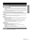 Page 11ENGLISH – 11
Getting Started
Notes on use
To view clear images:
”  The audience cannot enjoy high-contrast and clear images if outside light or the illumination interferes the 
screen surface. Draw window curtains or blinds, turn off the lightings near the screen or take other proper 
measures.
”  In rare cases, wafture can occur on the screen affected by the warm air from the exhaust port depending on 
the environment. Make sure that there is no equipment in front of the set which will recirculate the...
