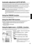 Page 2525
ENGLISH
Using the digital zoom (– D.ZOOM +) function
A portion of the picture on the screen can be zoomed in with “– D.ZOOM +” buttons of the remote control. It is
useful for highlighting a specific object during the presentation.
Press the “– D.ZOOM +” button of the remote control.
The image is zoomed in.
Change the magnification with the “– D.ZOOM +”
button.
The magnification can be adjusted from 1.0 to 3.0 times.
Use  buttons to move the magnified
image.
To restore the original image, press the...