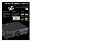 Page 2PT-DW5000U
PT-DW5000UL
DLP¤-Based WXGA Projector
Projection distanceOptional accessories Specifications Dimensions
System
Device
Pixels
Lamp
Brightness (normal lamp)
Brightness (long life lamp)
Contrast ratio
Resolution  
    RGB
    Video
Lens
    PT-DW5000U
    PT-DW5000UL
Screen size
Lens shift
RGB input scanning
    frequency
Component signal
Video signal
Terminals  
    VIDEO IN
    S-VIDEO IN
    RGB1/YP
BPR IN
    RGB2 IN
    DVI-D IN
    RS-232C IN
    RS-232C OUT
    REMOTE 1 IN
    REMOTE 1...