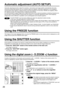 Page 2626
Using the digital zoom (– D.ZOOM +) function
A portion of the picture on the screen can be zoomed in with “– D.ZOOM +” buttons of the remote control. It is
useful for highlighting a specific object during the presentation.
Press the “– D.ZOOM +” button of the remote control.
The image is zoomed in.
Change the magnification with the “– D.ZOOM +”
button.
The magnification can be adjusted from 1.0 to 3.0 times.
Use  buttons to move the magnified
image.
To restore the original image, press the “MENU”...