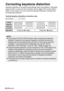 Page 3636-ENGLISH
Correcting keystone distortion
Keystone distortion is corrected automatically when the projector’s automatic
setup function is used, but this correction will not apply if the screen itself is
tilted. In such cases, you can correct the keystone distortion manually with
the following procedure.
Vertical
keystone
distortion
correction
OperationPress the H H
button.Press the I I
button.
KEYSTONE       0
NOTE:
BIf you press the AUTO SETUP button after correcting the keystone
distortion manually,...