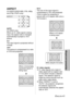 Page 41ENGLISH-41
Adjustments and settings
S4:3
The size of the input signal is
compressed to 75% and projected.
(This is useful for projecting a
picture with a 4:3 aspect ratio onto a
16:9 screen.)
AUTO
(S-VIDEO only)
When an S1 video signal is being
input, the aspect ratio is changed
automatically to project a 16:9
picture.
4:3
The input signal is projected without
change.
16:9
The picture is compressed to a ratio
of 16:9 and projected.ASPECT
(S-VIDEO/VIDEO/480i, 576i, 480p,
and 576p YP
BPRonly)
ASPECT...