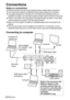 Page 2020-ENGLISH
Connections
Notes on connections
BRead the instruction manual for each peripheral device carefully before connecting it.
BTurn off the power supply for all peripheral devices before making any connections.
BIf the cables necessary for connection are not included with the peripheral device or
available as an option, you may need to prepare a proper cable for the device concerned.
BIf there is a lot of jitter in the video signal, the projected image may flicker. In such cases,
it will be...