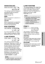 Page 47ENGLISH-47
Adjustments and settings
DESK/CEILING
This setting should be changed in
accordance with the projector 
setting-up method. 
(Refer to page 18.)
DESK
When the projector is placed on a
desk or similar.
CEILING
When the projector is suspended
from a ceiling using the ceiling
bracket (sold separately).
FAN CONTROL
Set “FAN CONTROL” to “HIGH”,
when using this projector at high
elevations (above 1 400 m) only.
LAMP POWER
This setting changes the lamp
brightness. When set to “LOW”, the
luminance of...