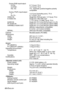 Page 66
66-ENGLISH
During RGB input/output:R.G.B.: 0.7 V [p-p], 75  Ω
G.SYNC: 1.0 V [p-p], 75  Ω
HD, VD: TTL, automatic positive/negative polarity compatible
During YP
BPRinput/output:
Y: 1.0 V [p-p] (Including sync), 75  Ω
P
B, PR: 0.7 V [p-p], 75  Ω
VIDEO IN: Single-line, RCA pin jack, 1.0 V [p-p], 75  Ω
S-VIDEO IN: Single-line, Mini DIN 4-pin Y 1.0 V [p-p], C 0.286 V [p-p], 75  Ω
AUDIO IN:
Single-line, 0.5 V [rms] RCA pin jack x 2 (L-R)
PC AUDIO IN:Single-line, 0.5 V [rms] M3 jack (Stereo MINI)
VARIABLE...