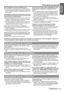 Page 67
Information Importante
Précautions de sécurité
FRANÇAIS - 67
Retirer rapidement les piles de la télécommande.
 Si vous laissez des pile usagées dans la télécommande 
pendant une longue période, cela risque de provoquer des 
fuites, une hausse anormale de la température interne ou 
une explosion.
Si le projecteur ne doit pas être utilisé pendant une longue 
durée débrancher la fiche électrique de la prise de courant 
et ôter les piles de la télécommande.
 Si de la poussière saccumule sur la fiche du...
