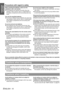 Page 10
Precautions with regard to safety
ENGLISH - 10
Important 
Information
When inserting the batteries, make sure the 
polarities (+ and -) are correct.
  If the batteries are inserted incorrectly, they may 
explode or leak, and fire, injury or contamination of 
the battery compartment and surrounding area may 
result.
Use only the specified batteries.
  If incorrect or different kind of batteries are used, they 
may explode or leak, and fire, injury or contamination 
of the battery compartment and...