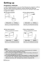 Page 18
18-ENGLISH
Setting-up
Projection methods
In way of installing projector, any one of the following four projection\
 methods
are used. Select whichever projection method matches the setting-up
method. (The projection method can be set from the “OPTION” menu.\
 Refer
to page 52 for details.)
BFront-desk projectionBFront-ceiling projection
BRear-desk projection (Using a translucent screen) BRear-ceiling projection
(Using a translucent screen)
Menu item Setting
FRONT/DESKINSTALLATION
Menu item Setting...