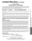 Page 4141
Support Information
 Limited Warranty (for Canada)
Panasonic Canada Inc.
5770 Ambler Drive, Mississauga, Ontario L4W 2T3
PANASONIC PRODUCT – LIMITED WARRANTY
Panasonic Canada Inc. warrants this product to be free from defects in m\
aterial and workmanship under normal use and 
for a period as stated below from the date of original purchase agrees t\
o, at its option either (a) repair your product with 
new or refurbished parts, (b) replace it with a new or a refurbished e\
quivalent value product, or...