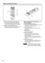 Page 1010
Name and function of parts 

PAGE UP/PAGE DOWN buttons
These buttons correspond to the PAGE UP/PAGE
DOWN buttons on PC’s keyboard.
( ) buttons
These buttons correspond to the left and right
mouse buttons.
ENTER button
Moves the mouse cursor.
Numeric (0-9) buttons
In a system that uses a multiple number of
projectors, these buttons serve to specify a
particular projector.
They are also used to enter the password when
the password for service personnel needs to be
entered.
Click button (page 15)
This...