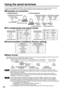 Page 4848
Pin assignments and signal names
Communication conditions (Factory setting)
Basic format
Transmission from the computer begins with STX, then the ID, command, parameter, and ETX are sent in this
order. Add parameters according to the details of control.
The main unit is equipped with SERIAL terminals located in its terminal section on the side, and this terminal is
compliant with RS-232C. Also a serial output terminal is provided to enable plural projector control.
Examples of connection
Single...