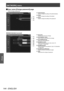 Page 144[NETWORK] menu
144 - ENGLISH
Settings
▶■User name [Change password] page
Click [Change password].
(1)
(2)
(3)
(1) [Administrator]
Used to change the setting of the [Administrator].
(2) [User] Used to change the setting of the [User].
(3) [Next] Used to change the setting of the password.
▶z[Administrator] account
(1)
(2)
(3)
(4)
(5)
(6)
(7)
(1) [Account]
Displays the account to change.
(2) [Current][User name] Enter the user name before the change.
(3) [Current][Password] Enter the current password.
(4)...