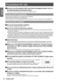 Page 14Precautions for use
14 - ENGLISH
Important 
Information
Be sure to use the projector after removing the packaging material, such\
 as 
 
■
the fastening tapes and protective sheet.
Take proper care when disposing of the removed packaging material.
Cautions when transporting
Ensure that the supplied lens cover is attached when transporting.
 
z
Hold the bottom of the projector when transporting.
 
z
Do not transport with the front adjustable feet extended. Doing so may result in damage to the front...