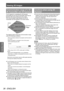 Page 36Viewing 3D Images
36 - ENGLISH
Basic Operation
Communication range of a 3D 
IR Transmitter and 3D Eyewear
The IR signals for controlling the 3D Eyewear 
transmitted from the 3D IR Transmitter reach the 3D 
Eyewear after being reflected by the screen.  
The communication range between the 3D IR 
Transmitter and 3D Eyewear is as shown below.
 
Screen          3D Eyewear
Approx. 5 m (16'5")
Approx. 4 m (13'1") Approx. 4 m (13'1")
The diagram above shows the communication range 
under...