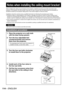 Page 114114 – ENGLISH
 
Notes when installing the ceiling mount bracket
When installing the ceiling mount bracket to the projector, install the accessory eye bolts and wires to the 
projector. (The projector will still be safe if they are not used, however they will help prevent the possibility of 
accidents caused by the projector falling down if the screws happen to become loose.)
Installation should be carried out by a qualified technician by following the procedure given below.
Panasonic takes no...