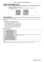 Page 85ENGLISH - 85
Chapter 4 Settings  —   [TEST PATTERN] menu
[TEST PATTERN] menu
Select [TEST PATTERN] from the main menu.
Refer to “Navigating through the menu” (
x
 

page   51) for the operation of the menu screen.
rfPress 
qw to switch.
[TEST PATTERN]
Displays the test pattern built-in to the projector.
Settings of position, size, and other factors will not be reflected in test patterns. Make sure to display the input signal before performing various 
adjustments.
1) Press qw to switch [TEST PATTERN]....