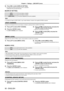 Page 9090 - ENGLISH
Chapter 4 Settings  —   [SECURITY] menu
2) Press qw to switch [DISPLAY SETTING].
rfThe setting will change among [OFF], [TEXT], and[USER 
LOGO] each time you press the button.
r
r [DISPLAY SETTING]
[OFF]
The text display is disabled.
[TEXT] The text display is enabled.
[USER LOGO] The picture registered by the user is projected.
Note
rfTo create the image for [USER LOGO], “Logo Transfer Software” included in the supplied CD-ROM is required.
[TEXT CHANGE]
Change the text displayed when the...