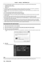Page 102Chapter 4 Settings — [NETWORK] menu
102 - ENGLISH
 fFor the LAN cable between a twisted-pair-cable transmitter and the projector , use a cable that meets the following criteria:
 gCompatible with CA

T5e or higher
 gShielded type (including connectors)
 gStraight-through
 gSingle wire
 fThe maximum transmission distance between the twisted-pair-cable transmitter and the projector is 100

  m (328'1"). If this distance is 
exceeded, image and sound may be disrupted and may cause a malfunction in...