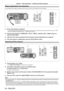 Page 36Chapter 3 Basic Operations — Switching on/off the projector
36 - ENGLISH
Making adjustments and selections
It is recommended that images are projected continuously for at least 30 minutes before the focus is adjusted.
3)
2)1)
2)
1)
4)
1) Set the initial settings. (x   page   20)
 fThe initial setting screen is displayed when the projector is switched on for the first time after purchase as well as when [ALL  USER 
DA TA] in the [PROJECTOR SETUP] menu → [INITIALIZE] is executed.
2) Press the input...
