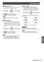 Page 57[PICTURE] menu
ENGLISH - 57
Settings
 
■ [CINEMA REALITY]
You can switch the automatic image synchronizer on/off for 
24 frames a second images, such as movies.
Switch settingsSwitch settings
[ON]
Cinema reality active
[OFF] Cinema reality inactive
Note
 
z [CINEMA REALITY] is effective only with interlace 
signals.
 
■ [SUPER WHITE]
Intensity information for higher than 100% intensity that 
is included in the image information is replicated. When it 
appears that bright whites, such as the clouds or a...