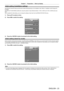 Page 23Chapter 1 Preparation — Start-up display
ENGLISH - 23
Initial setting (installation setting)
Set [PROJECTION METHOD] and [COOLING CONDITION] depending on the installation mode. Refer to “Installation mode” (x   page   32) 
for details.
Set [HIGH ALTITUDE MODE] to [ON] when using the projector at high altitudes between 1
  400   m (4   593') and 2   700   m (8   858') above sea 
level.
After completed the initial setting, you can change the settings of each item from the [PROJECT OR SETUP] menu....