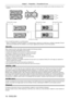Page 18Chapter 1 Preparation — Precautions for use
18 - ENGLISH
 fPrevent hot and cool air from the air conditioning system to blow directly to the ventilation ports (intake and exhaust) of the 
projector
.
+15°
-15°
500 mm (20) or longer 500 mm (20) or longer500 mm (20) or longer
100 mm (4) or longer
 f Do not install the projector in a confined space.
When it is necessary to install the projector in a confined space, install the air conditioning or ventilation separately . Exhaust 
heat may accumulate when...