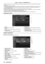 Page 104Chapter 4 Settings — [NETWORK] menu
104 - ENGLISH
 fDo not perform setting or control simultaneously by starting up multiple\
 web browsers. Do not set or control the projector from multiple 
computers.
 fChange the password first. ( x

  page   114)
 fThe administrator rights allows to use all functions. 

The user rights only allows use of [Projector status] ( x
  page   104), confirmation of the 
error information page ( x
  page   105), [Network status] (x   page   106), [Basic control] (x   page...