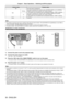 Page 36Chapter 3 Basic Operations — Switching on/off the projector
36 - ENGLISH
Indicator statusProjector status
Off The main power is switched off.
Red Flashing
The power is switched off (in standby mode). [STANDBY MODE] is set to [NORMAL].
Projection will start when the power <
v/b> button is pressed.
 fThe projector may not operate when the temperature indicator  is flashing.
Lit The power is switched of

f (in standby mode). [STANDBY MODE] is set to [ECO].
Projection will start when the power < v/b> button...