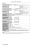 Page 186Chapter 6 Appendix — Specifications
186 - ENGLISH
 rTerminal
 terminal 1 set (BNC x 5 (RGB/YP
BPR/YCBCR/YC x 1))
RGB signal 0.7
 
V [p-p] 75   Ω (SYNC ON GREEN: 1.0   V [p-p] 75   Ω)
SYNC/HD TTL high impedance, automatic positive/negative 
polarity compatible
VD TTL high impedance, automatic positive/negative 
polarity compatible
YP
BPR signal Y: 1.0   V [p-p] including synchronization signal, PBPR: 0.7 V [p-p] 75 Ω
Y/C signal Y
: 1.0
 
V [p-p], C: 0.286
 
V [p-p] 75
 
Ω
 terminal 1 set, high-density D...