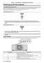 Page 52Chapter 3 Basic Operations — Switching on/off the projector
52 - ENGLISH
Switching on/off the projector
Connecting the power cord
Make sure that the supplied power cord is securely fixed to the projector body to prevent it from being removed easily.
Confirm that the  switch is on the  side before connecting the power cord.
For details of power cord handling, refer to “Read this first!” ( x page 2).
Attaching the power cord
1) Check the shapes of the  terminal on the side of the projector bo\
dy and the...