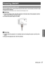 Page 27Powering ON/OFF
ENGLISH - 27
Basic Operation
Powering ON/OFF
Connecting the power cord
Use the supplied power cord to prevent removal of the power cord and mak\
e sure that it is fully 
inserted into the projector.
For detailed power cord handling, refer to “Read this first!” (Æ pages 2 to 8).
Attaching J
Check the shapes of the  terminal on the back side of the project\
or and the 1 ) 
power cord connector and fully insert.
Connect the power plug to an outlet.2 ) 
R
Removing J
Confirm that the projector...