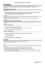 Page 51Chapter 3 Basic Operations — Projecting
ENGLISH - 51
Projecting
Check the attachment of the Projection Lens (x page 41), external device connection (x page 42), power cord connection 
(x page 47), and switch on the projector ( x page 48) to start projecting. Select the image for projection, and adjust appearance of the 
projected image.
Selecting the input signal
Select an input signal.
1)  Press the  button on the control panel or the input selection (, , 
, , , ) buttons on the remote control.
 
f The...