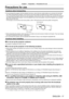 Page 17Chapter 1 Preparation — Precautions for use
ENGLISH - 17
Precautions for use
Cautions when transporting
 fIf you purchased the projector with the standard zoom lens, remove the lens cushion before use, and store it for the future 
use. When transporting the projector, move the lens to the home position and attach the lens cushion and the\
 lens cover.
If you purchased the projector with the lens sold separately, remove the lens hole cover before use, and store it for the future 
use. When transporting...