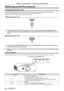 Page 44Chapter 3 Basic Operations — Switching on/off the projector
44 - ENGLISH
Switching on/off the projector
Connecting the power cord
Make sure that the supplied power cord is securely fixed to the projector body to prevent it from being removed easily.
Confirm that the  switch is on the  side before connecting the power cord.
For details of power cord handling, refer to “Read this first!” (x page 2).
Attaching the power cord
1) Check the shapes of the  terminal on the rear of the projector body and the...