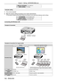 Page 100[DEFAULT GATEWAY]192.168.10.1
[DNS1] / [DNS2] NULL
Computer setting
1)   Turn on the computer.
2)  Make the network setting according to your system administrator.
 
f If the projector settings are the default settings, the computer can be \
used with the following network settings.
[IP ADDRESS] 192.168.10.101
[SUBNET MASK] 255.255.255.0
[DEFAULT GATEWAY] 192.168.10.1
Connecting with Wireless LAN
Example of connection
IEEE802.11a/b/g/n
Example of connection for image transfer
Miracast Image transfer...