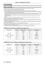 Page 36Connecting
Before connecting
 
f Before connecting, carefully read the operating instructions for the external device to be connected.
 
f Turn off the power switch of the devices before connecting cables.
 
f Take note of the following points before connecting the cables. Failure to do so may result in malfunctions.
-  When connecting a cable to a device connected to the projector or the projector itself, touch any nearby metallic objects to 
eliminate static electricity from your body before performing...