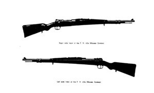 Page 3Right side vnsv 01 the F. N. rifle (Mauser System) 
Left side view of the F N. rifle (Mausel System).  
