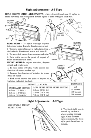 Page 6Sight Adjustments - A-l Type
*a),
FRONT SIGHT-To adjust elevation, depress 