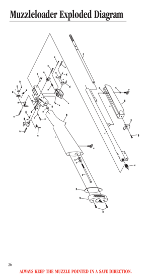 Page 28ALWAYS KEEP THE MUZZLE POINTED IN A SAFE DIRECTION.
26
ROSSIROSSI
43H43H
44H44H
42H42H
G
35F
35F
4040
7777
34F34F
F
33F
33F
2727
26M26M
28M28M
2929
171716162727
5050
46J46J
47J47J48J48J
4949D
15D15D2020
2727
5252
2727
24L24L
23L23L
4545
3838
2121252514D14D
3939
 A A
 H H
E3131
3030
L J
M
68687070
6969
7171
73F73F
72724141
7979
Muzzleloader Exploded Diagram 