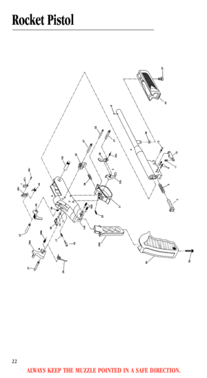 Page 24ALWAYS KEEP THE MUZZLE POINTED IN A SAFE DIRECTION.
22
Rocket Pistol 