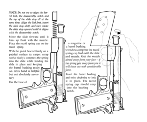 Page 24NOTE: Do not try to align the bar-
,/IIsame time. Align the I/1
the slide stop shaft, and then rotateIII#/
the slide stop upward until it aligns///,
with the disassembly notch.IIII\
Move the slide forward until it\\L\--_.\\I\\\\\\\\\\\\\\\\\\I\
7
\I\III\I\IIIIII\I\I\\\ ’I\I\ x I\\\ ’I\I\II
\\\\\\\\\\\\\\\\\
1 