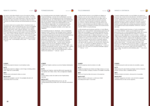 Page 2626
englishdeutschfrancaisespañolREMOTE CONTROLFERNBEDIENUNGTELECOMMANDEMANDO A DISTANCIA
POWERSwitches the projector between on and standby modes .
AUTOAdjusting the projector to display a correct image, including position, width, height and overall stability .
INFODisplays source and projector status on screen .
BACKLIGHTSwitches the backlight on and off  . The backlight will switch off automatically after ten seconds .
POWERSchaltet den Projektor zwischen an und den Standby-Betriebsarten um ....