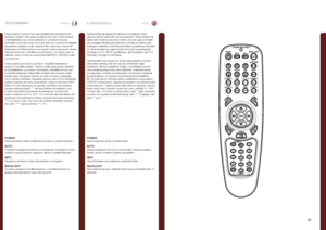 Page 2727
italianonorskTELECOMANDOFJERNKONTROLL
DVI/HDMID/H
POWERPassa il proiettore dalla modalità di accensione a quella di standby  .
AUTOConsente di regolare il proiettore per visualizzare l’immagine in modo corretto, incluso posizione, larghezza, altezza e stabilità generale .
INFOVisualizza a schermo lo stato del proiettore e la sorgente .
BACKLIGHTAccende e spegne la retroilluminazione . La retroilluminazione si spegne automaticamente dopo dieci secondi .
POWERSkrur projektoren på og av (hvilemodus) ....